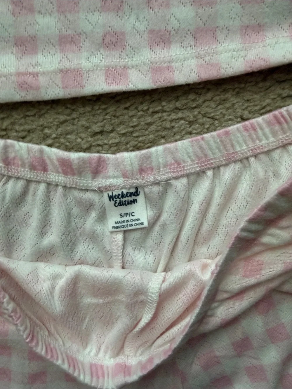 Charlotte Russe Pink Gingham Lace-Trim Sleep Set